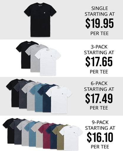 Mens T Shirt with Logo - Short Sleeve Crew Neck Soft Fitted Tees S - 4XL Fresh Classic Basic Tshirts